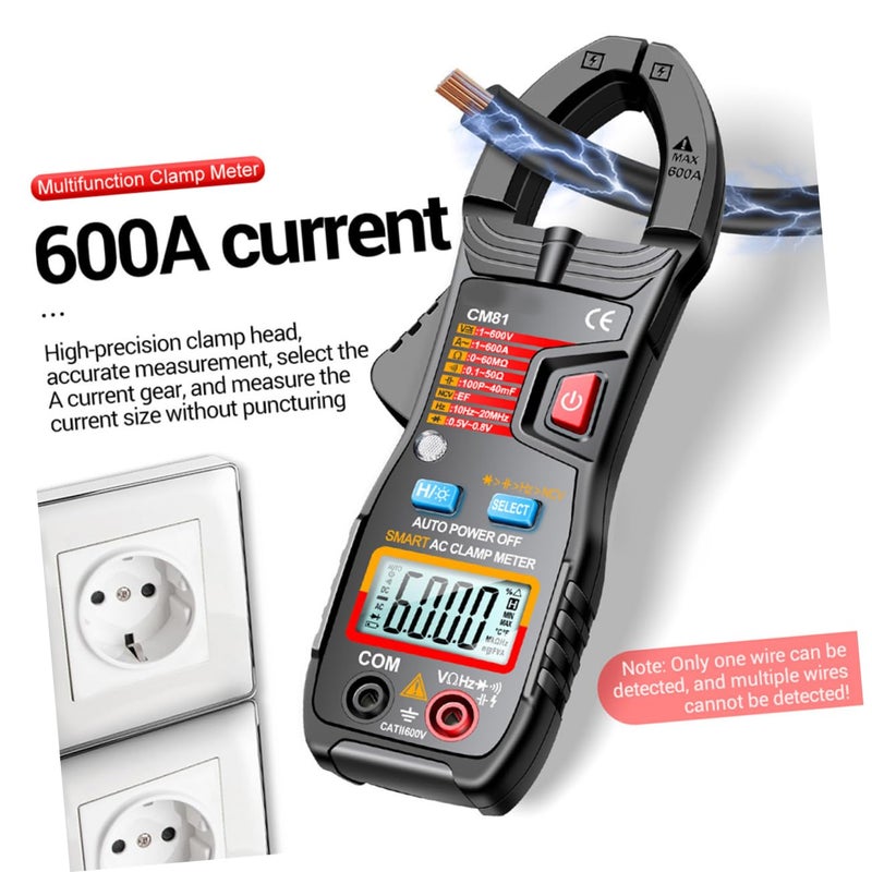 Digital Clamp Multimeter Auto Ranging NCV Voltage Detection Jaw Opening Design LED Alert - Image 5
